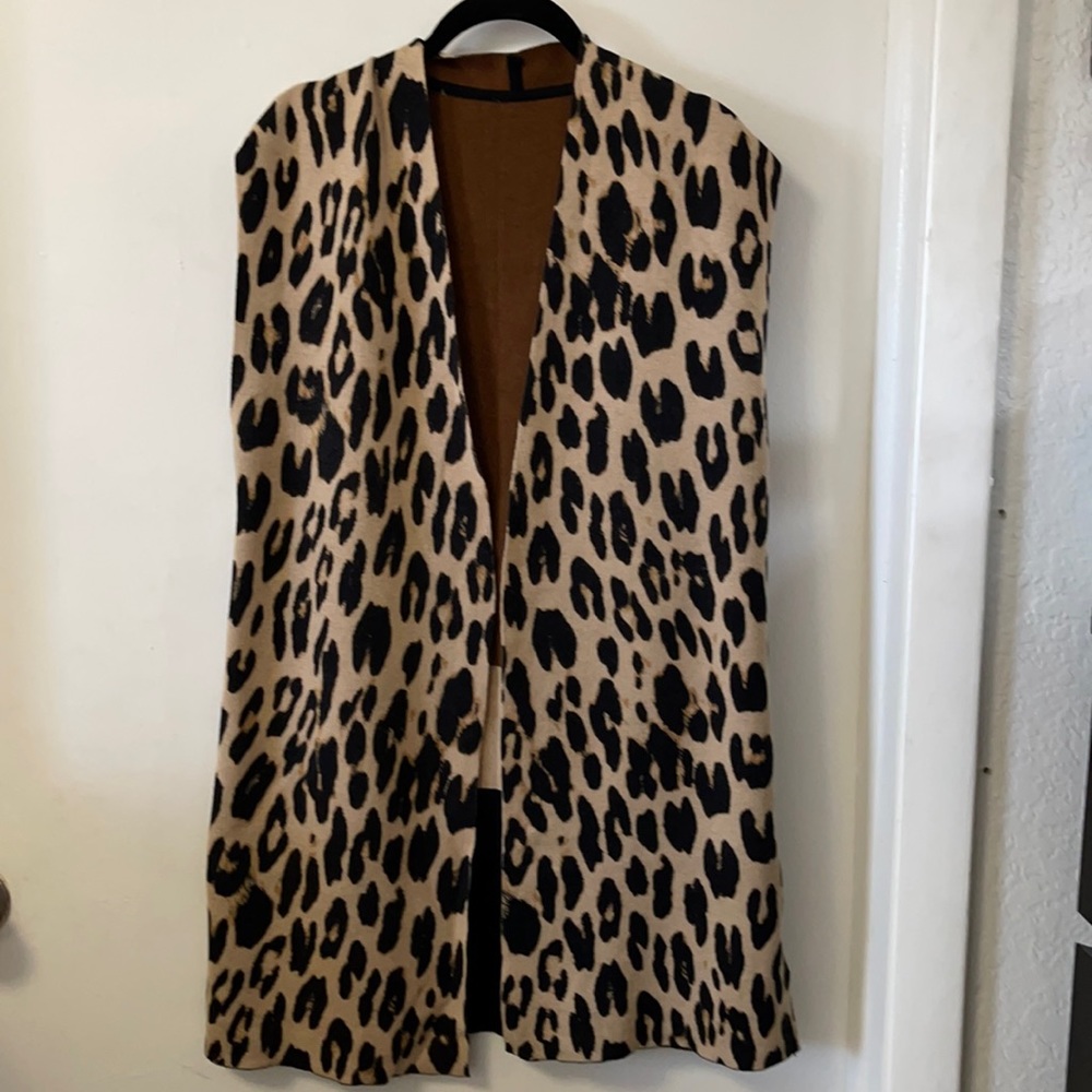 Cheetah Print And Color Block Long Vest - image 1